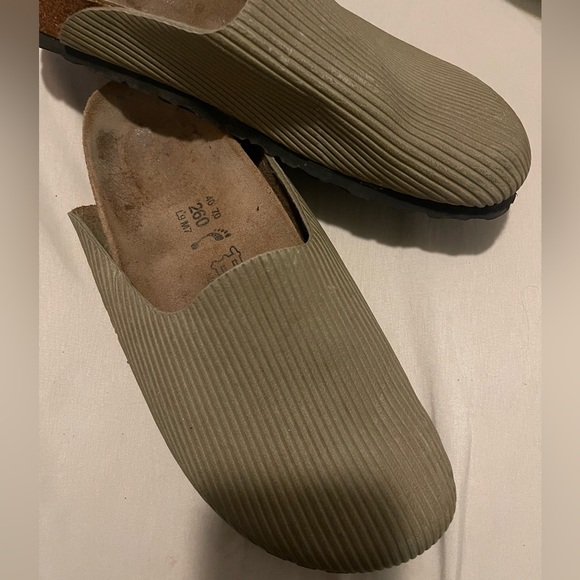 Birkenstock Shoes - BIRKENSTOCK Birki's Amsterdam Ribbed Beige Slip On Mule Clogs